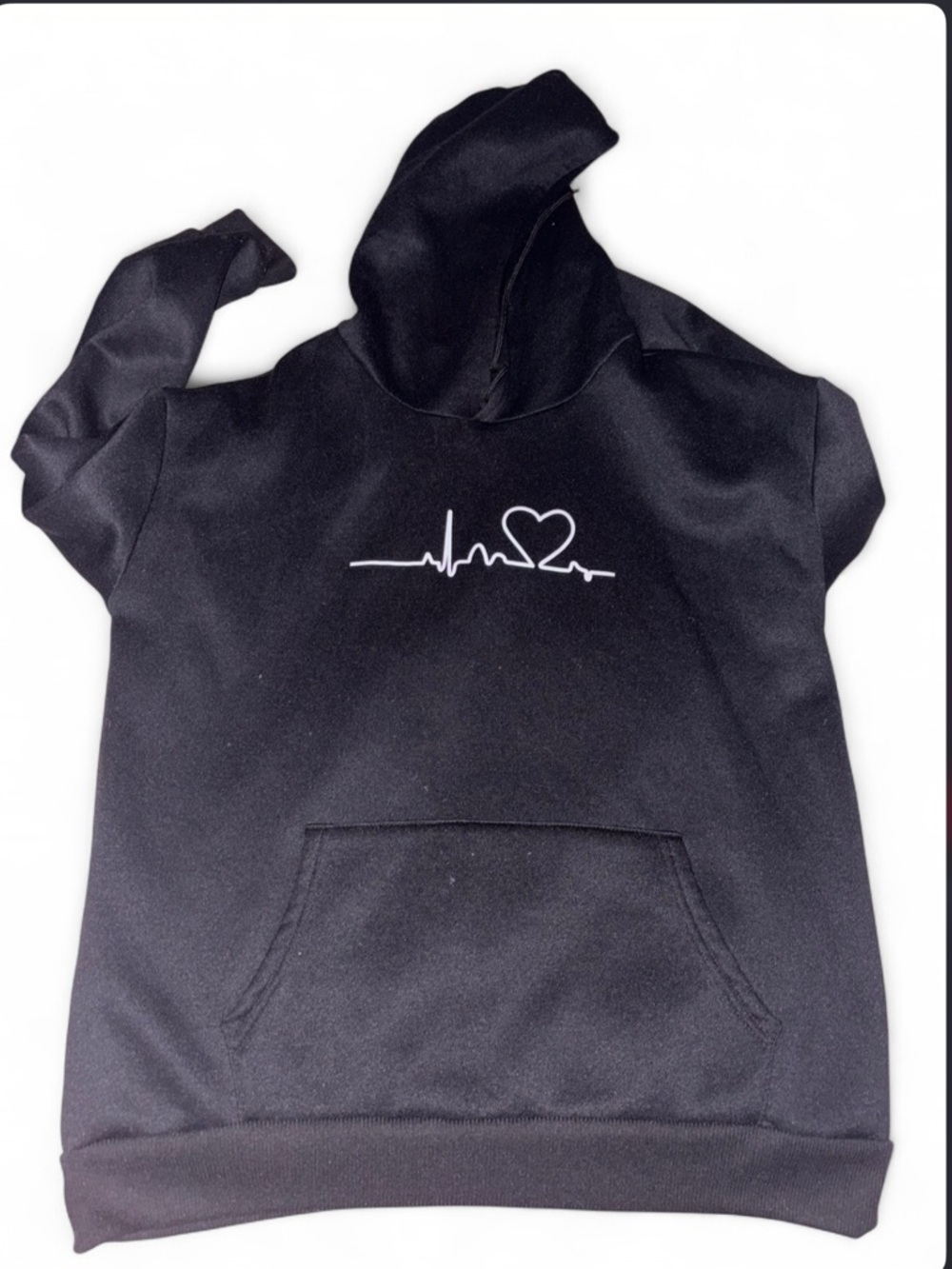 Black Heartbeat Heart Graphic Hoodie